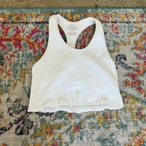White razor back tank top with built in bra